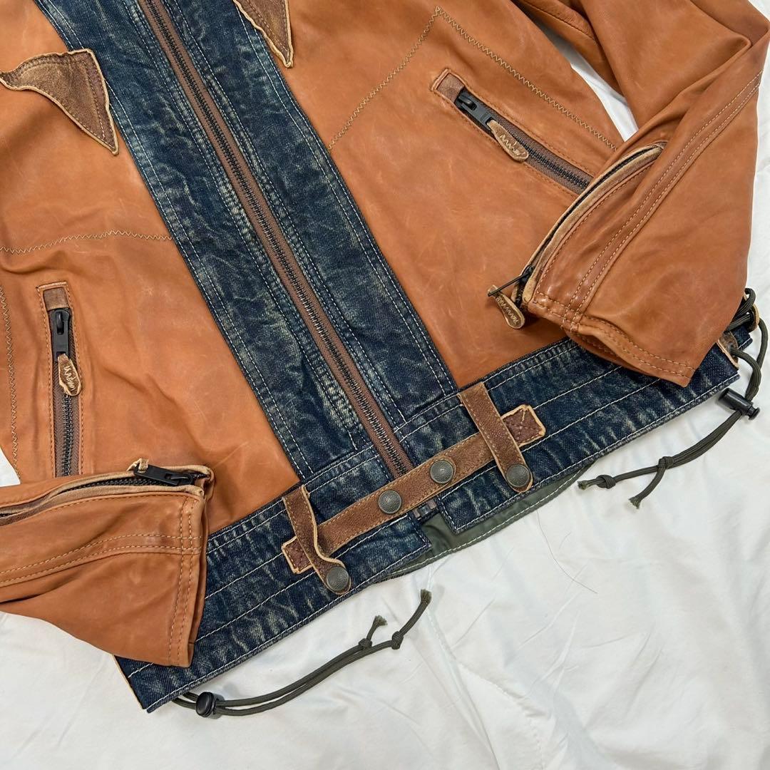 AVIREX アヴィレックス レザー デニム 切り替え レザージャケット