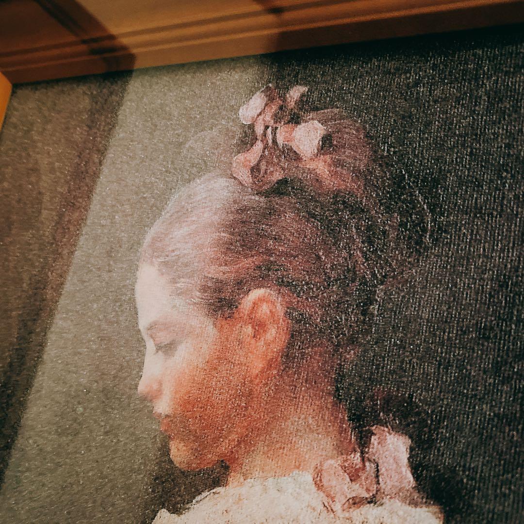 水晶画 貴石画 フラゴナール 『読書する娘』 美術工芸協会 人物画