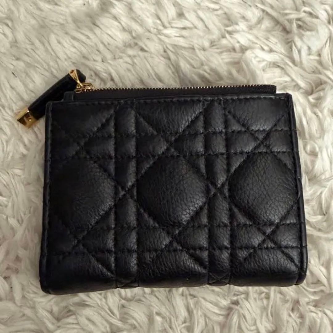 【期間限定】Christian Dior 黒 レザー 二つ折り財布 ディオール