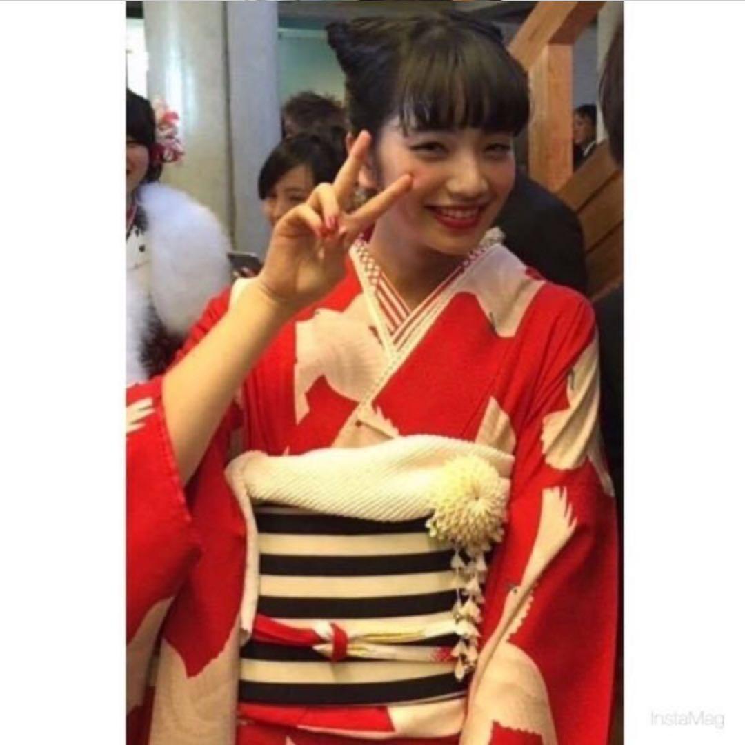 正絹　絞り　振袖　フルセット　赤色