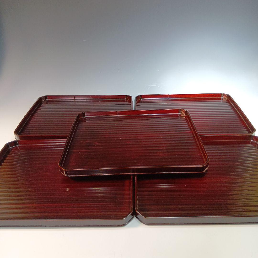 値下げ京都漆器　横長膳5枚　共箱