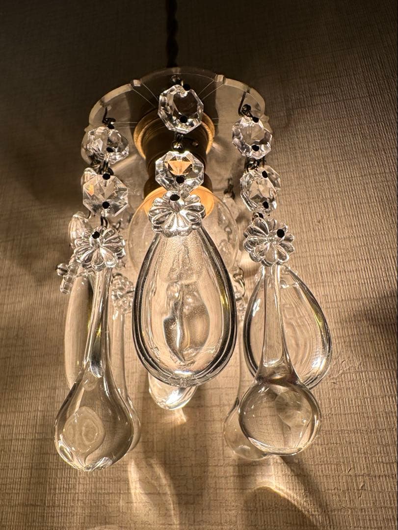 1900's フランス アンティーク 雨に濡れた小さなお花のミニシャンデリア＊