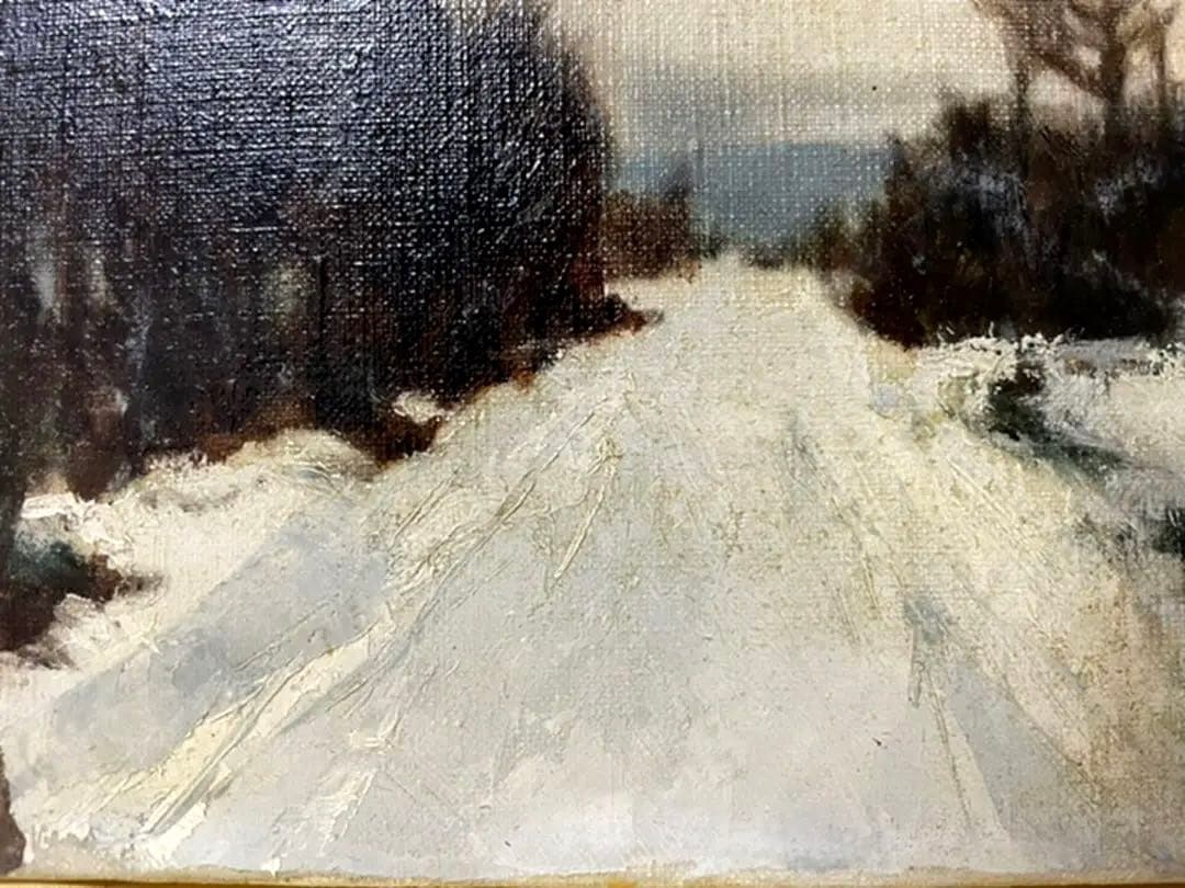 巨匠 野田弘志『道』油彩 カンヴァス M6 1974年作 原画 真作保証 1点物