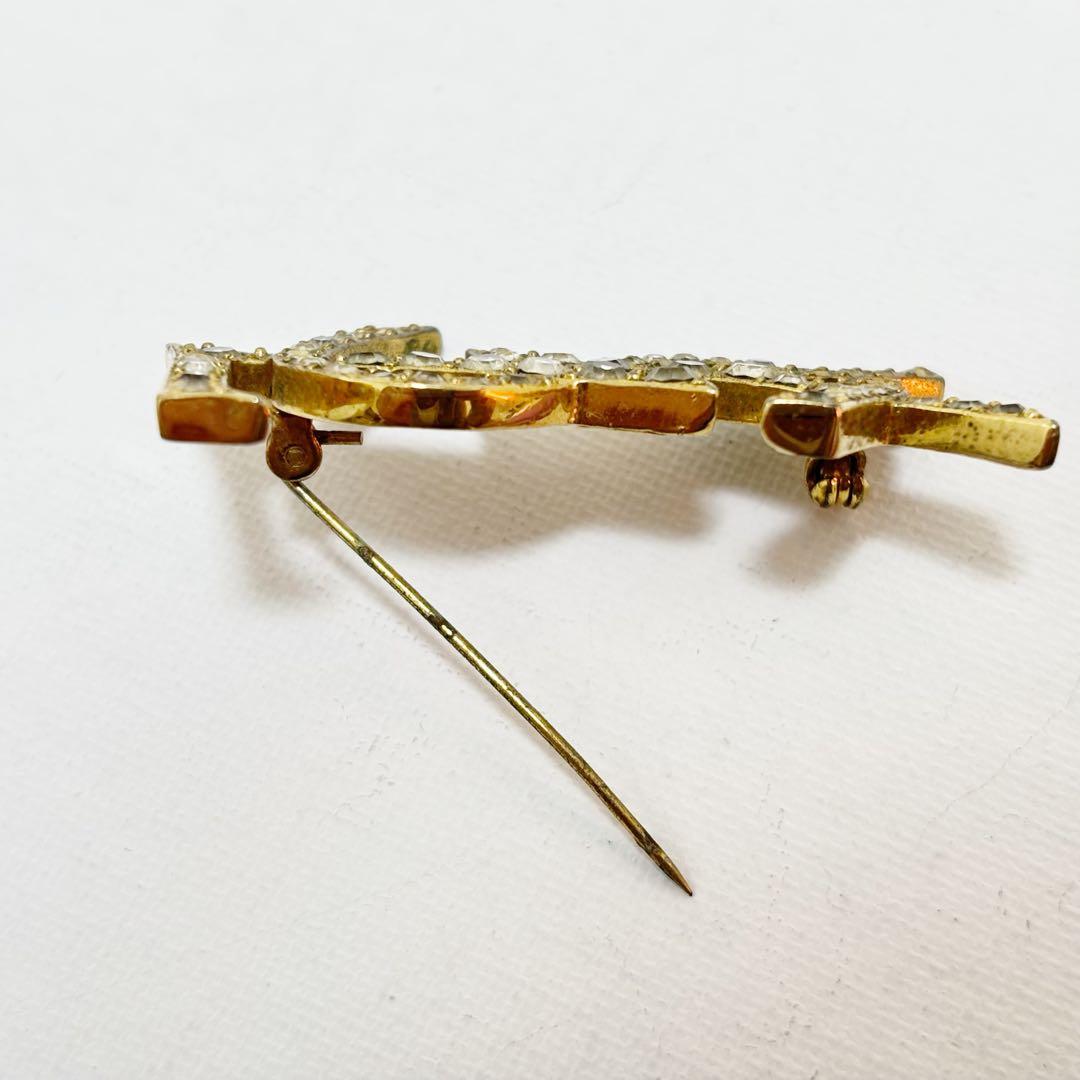 イヴ サンローラン ブローチ ラインストーン カサンドラ　ロゴ　ヴィンテージ