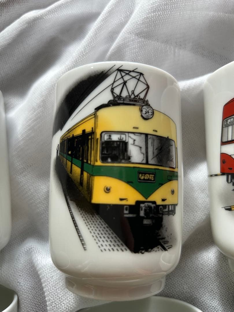 セール【レア・美品】流山電鉄　流鉄　湯飲み　9個セット　湯呑み 陶器 レトロ