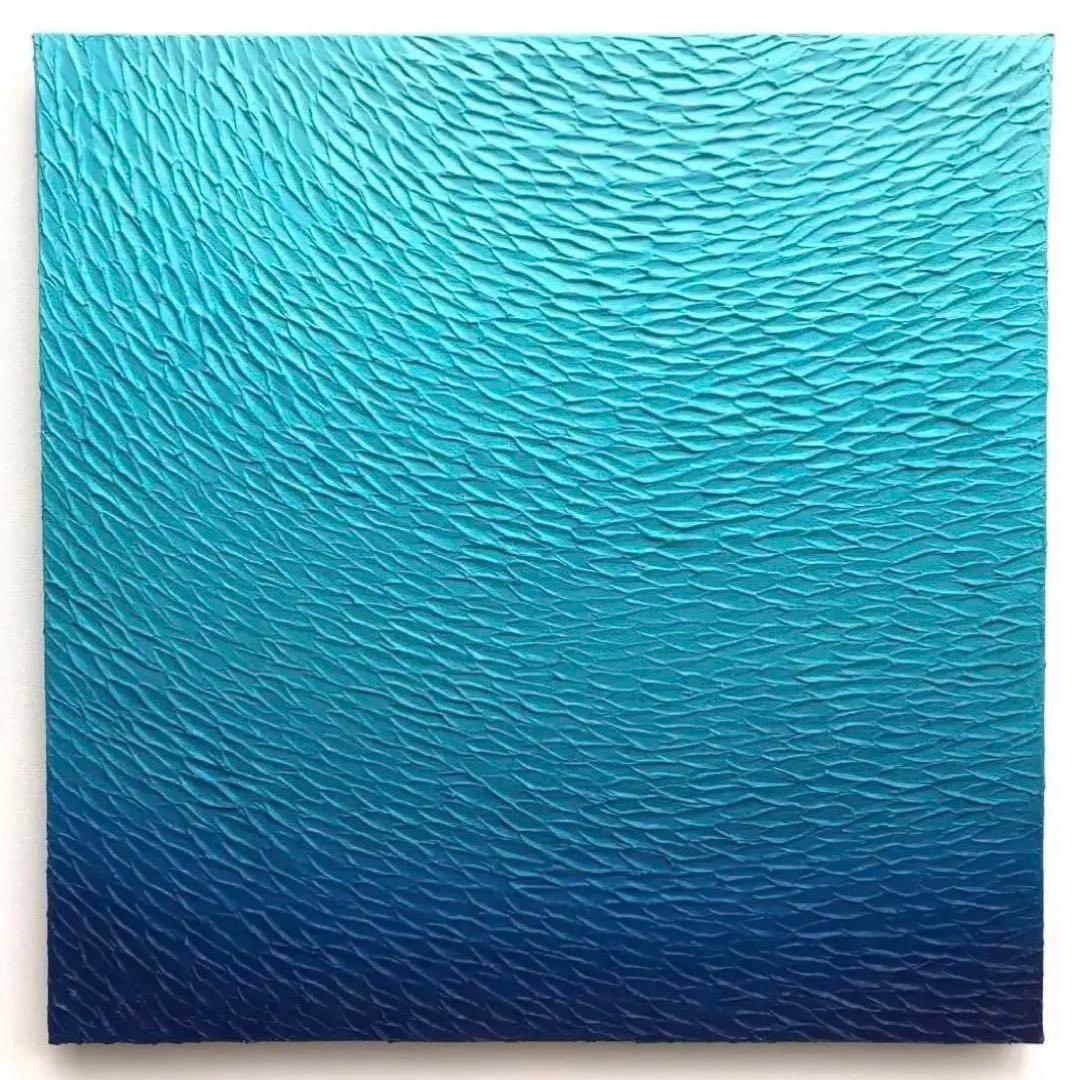 テクスチャーアート・海＊スクエアキャンバスアクリル画抽象画オーシャン青絵画原画