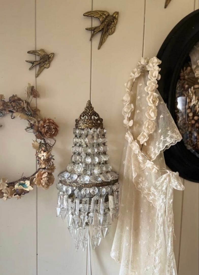 アンティークフランスガラスドロップシャンデリア ランプ照明壁掛けオルモル装飾