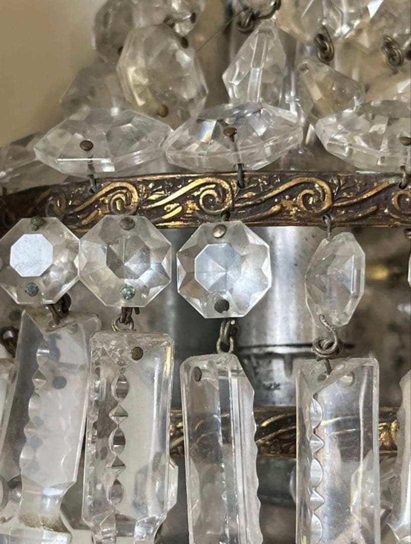 アンティークフランスガラスドロップシャンデリア ランプ照明壁掛けオルモル装飾