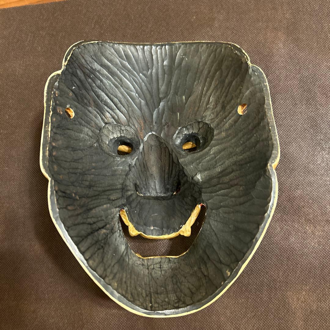 能面　木彫り　顰　しかみ