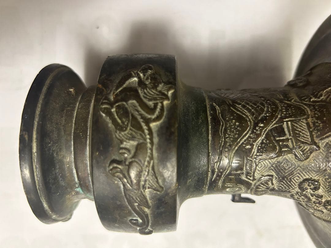 古花瓶，宣德銅製，古董，時代物