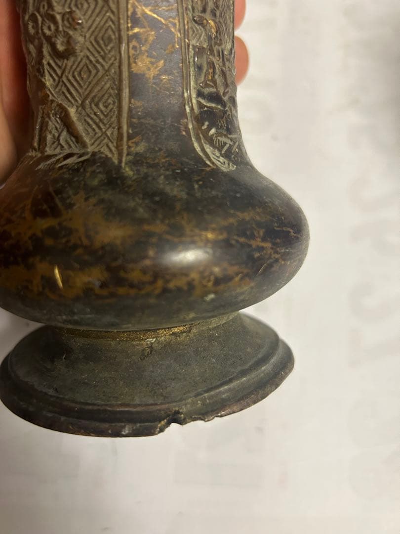 古花瓶，宣德銅製，古董，時代物