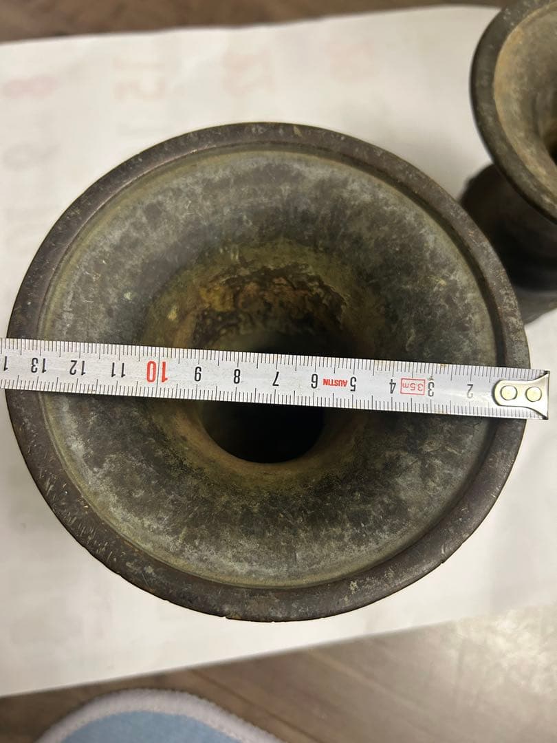 古花瓶，宣德銅製，古董，時代物