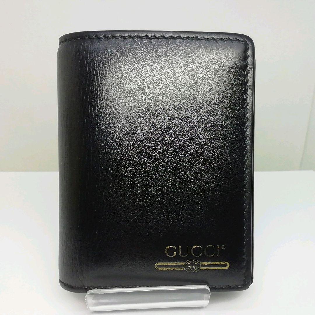 GUCCI　グッチ　コンパクト　ブラックレザー　折り畳みタイプ　保存袋・付属品