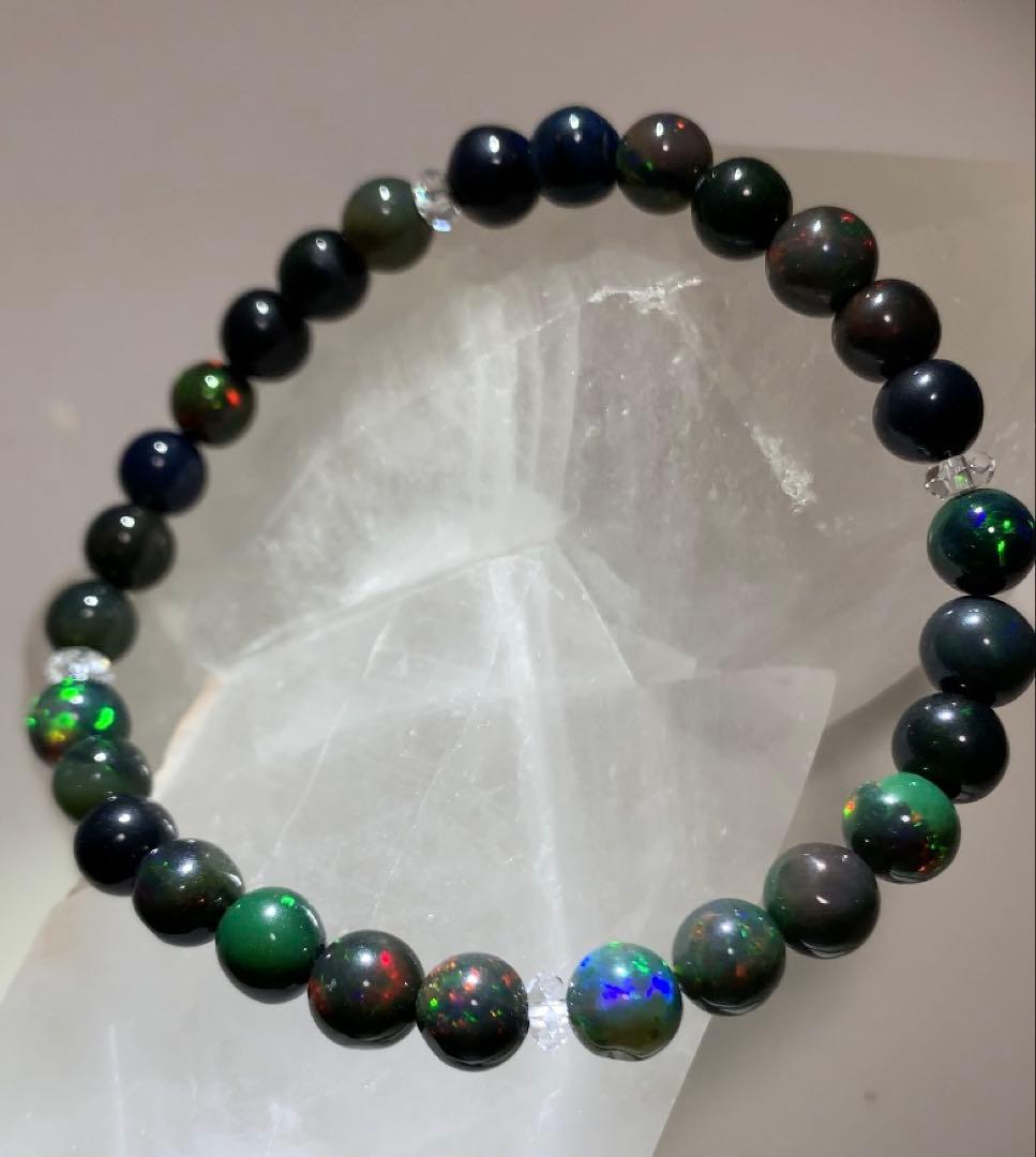 ★にい様★ ★希少石★ ブラックオパール　ブレスレット