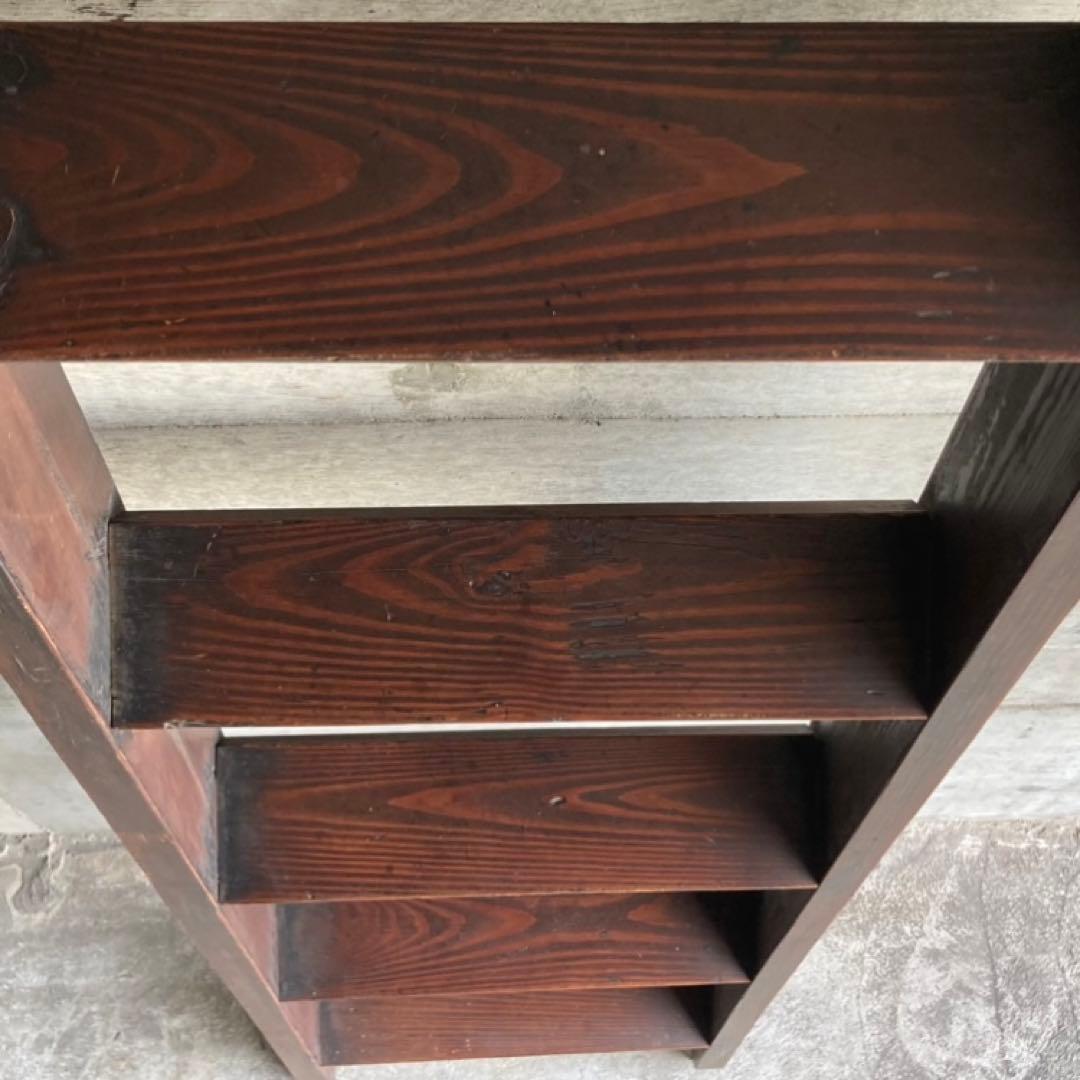 古い味のある梯子 はしご 階段 大型 棚 台 ラック 5段 木製 古民家 レトロ