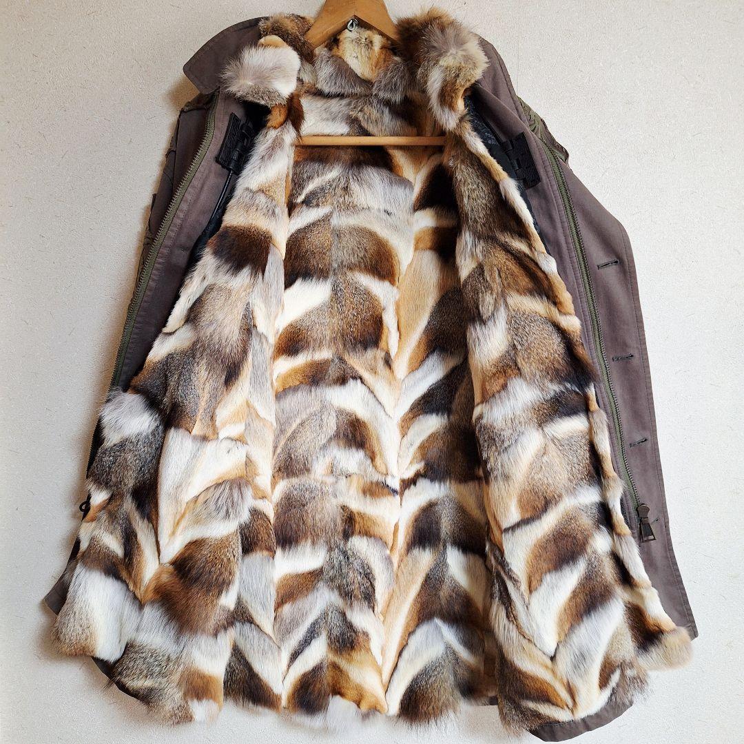 フィリッププレイン 裏地マルチカラ ーラビットファー付 スカル刺繍 ハーフコート