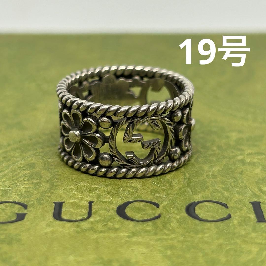 グッチ　GUCCI 指輪　リング　ハイブランド　19号　ワイド　フラワー