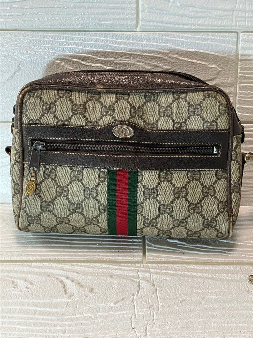 【訳あり】 GUCCIグッチ GG柄ショルダーバッグ ブラウン