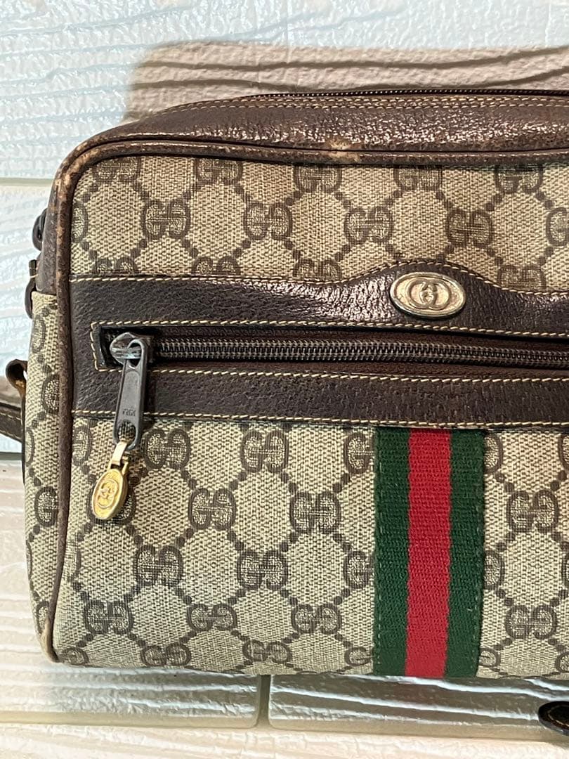 【訳あり】 GUCCIグッチ GG柄ショルダーバッグ ブラウン