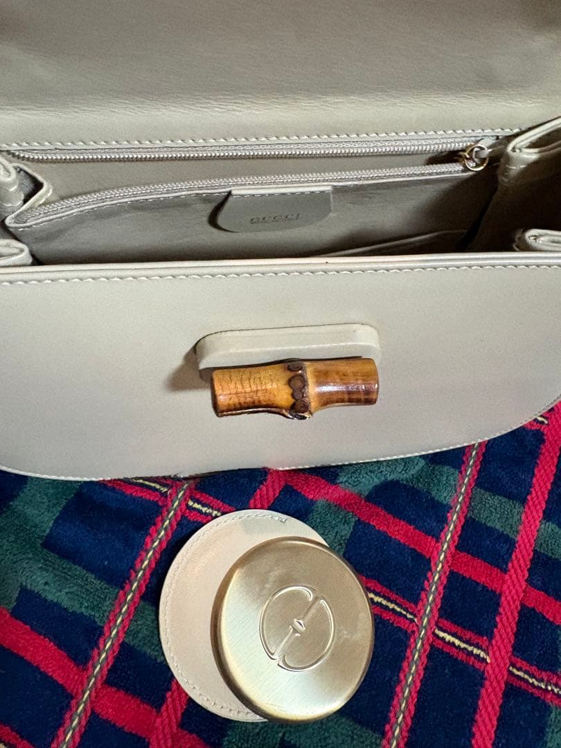 グッチ オールドグッチ バンブーミニ ハンドバッグ レザーアイボリー