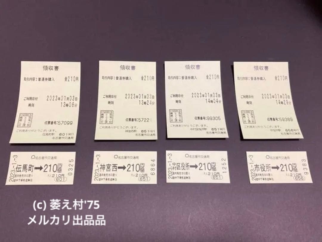 名古屋市営地下鉄　神宮西、伝馬町、中村区役所、市役所駅名変更前最終日乗車券セット