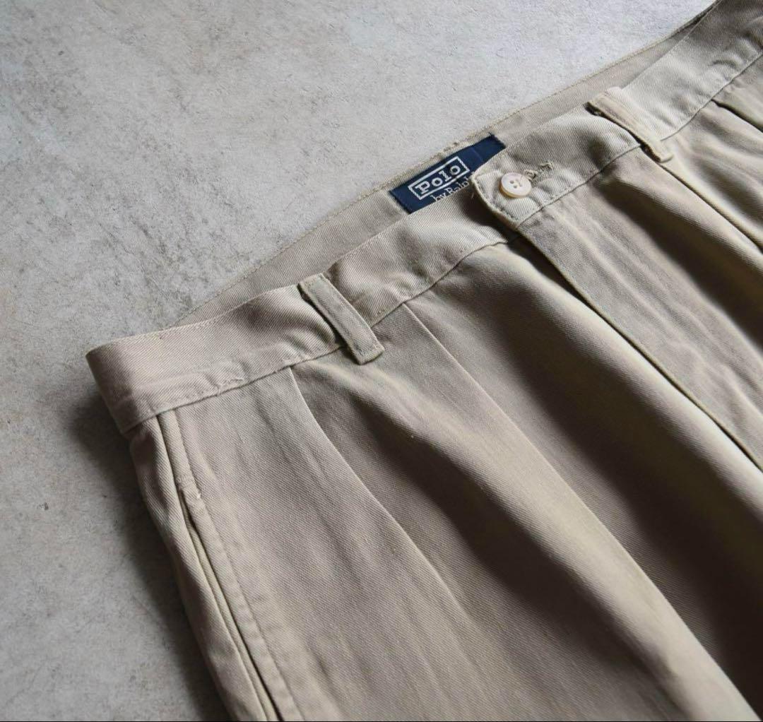 90s ラルフローレン ポロチノ タックチノ USA製 TALONジップ W32