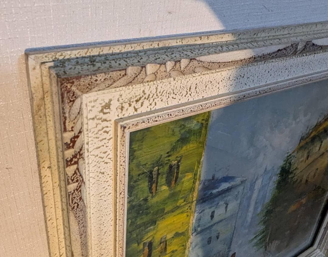 【真作】絵画　油彩10号　ヨーロッパ都市情景　印象派風　静謐なる風景画　X139