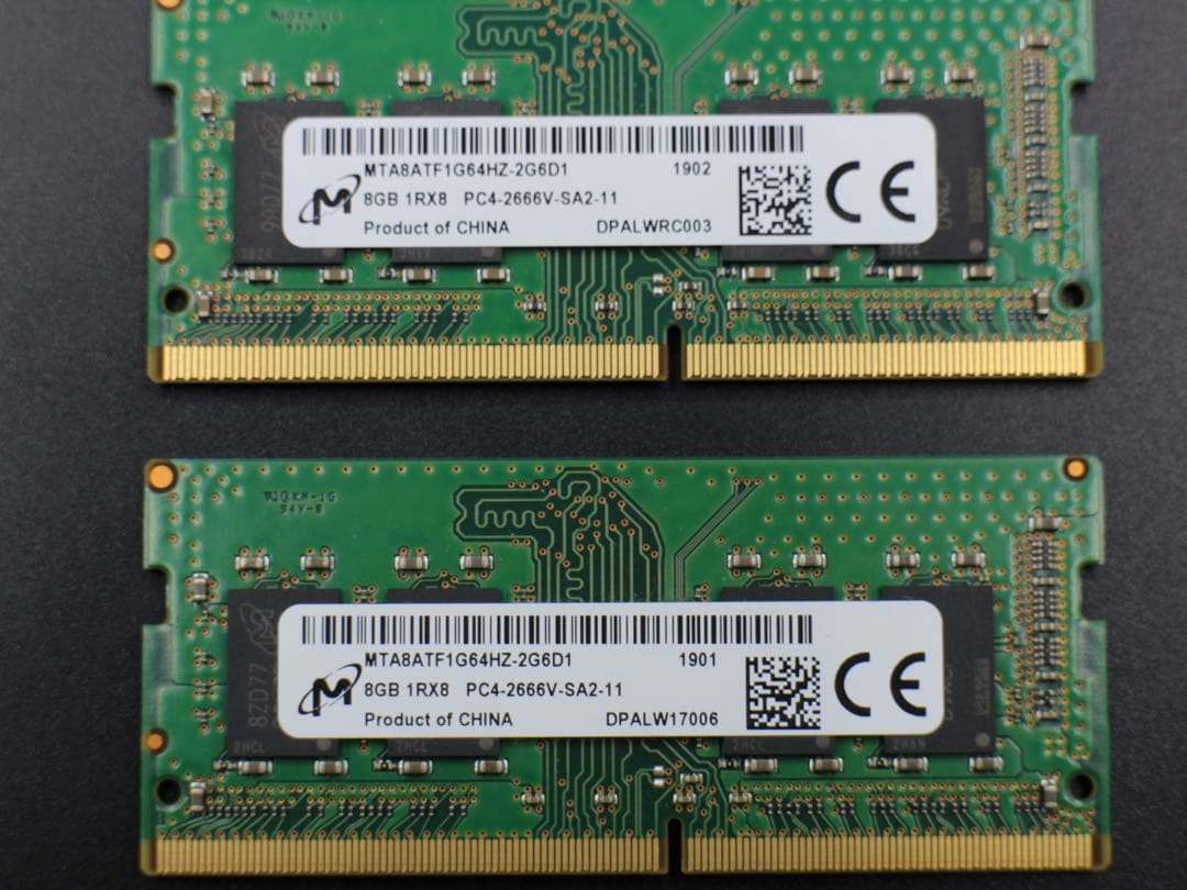 Micron DDR4 メモリ 16GB（8GB×2枚）PC4-2666V