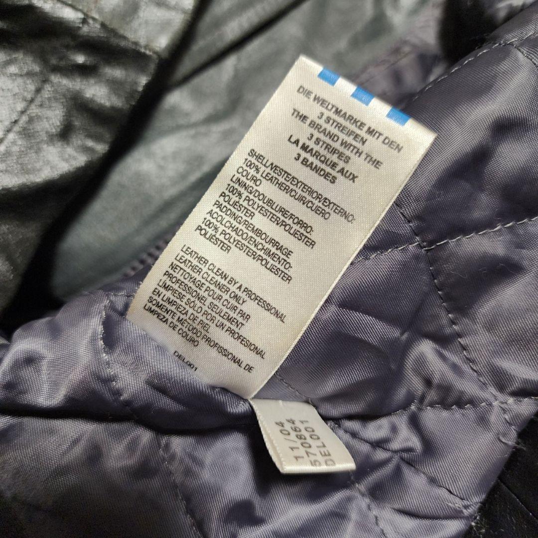 アディダス レザージャケット ライダースジャケット スタンドカラー 本革 L