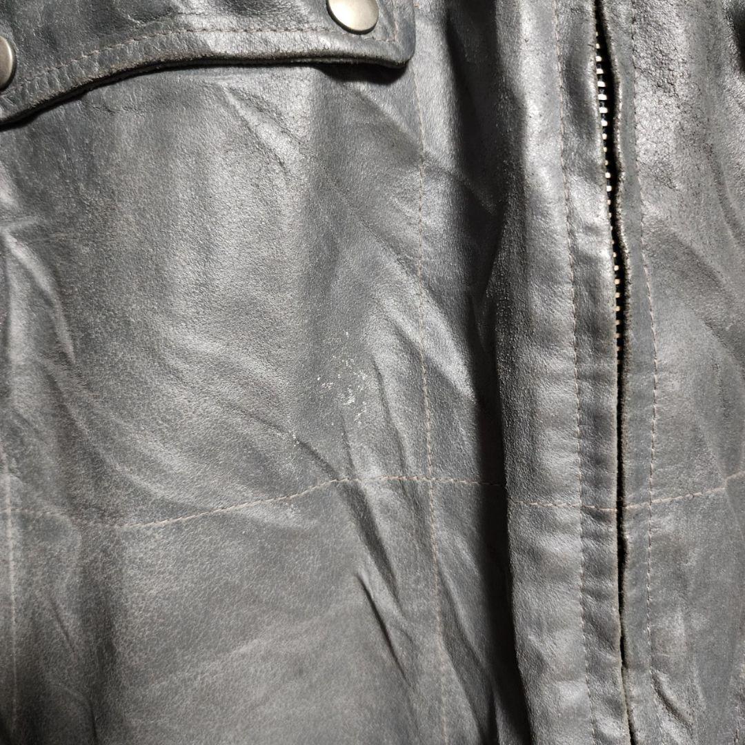 アディダス レザージャケット ライダースジャケット スタンドカラー 本革 L