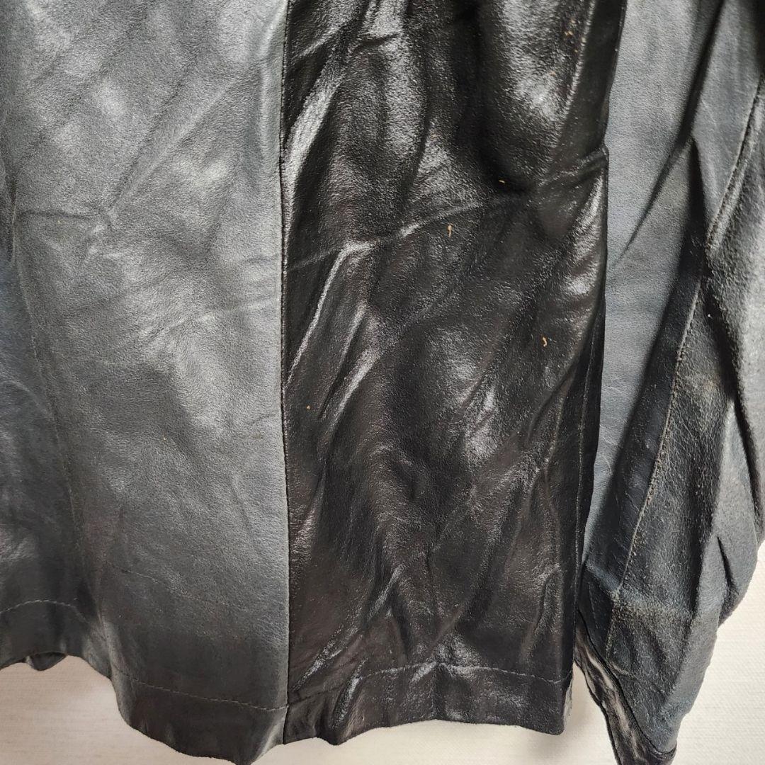 アディダス レザージャケット ライダースジャケット スタンドカラー 本革 L