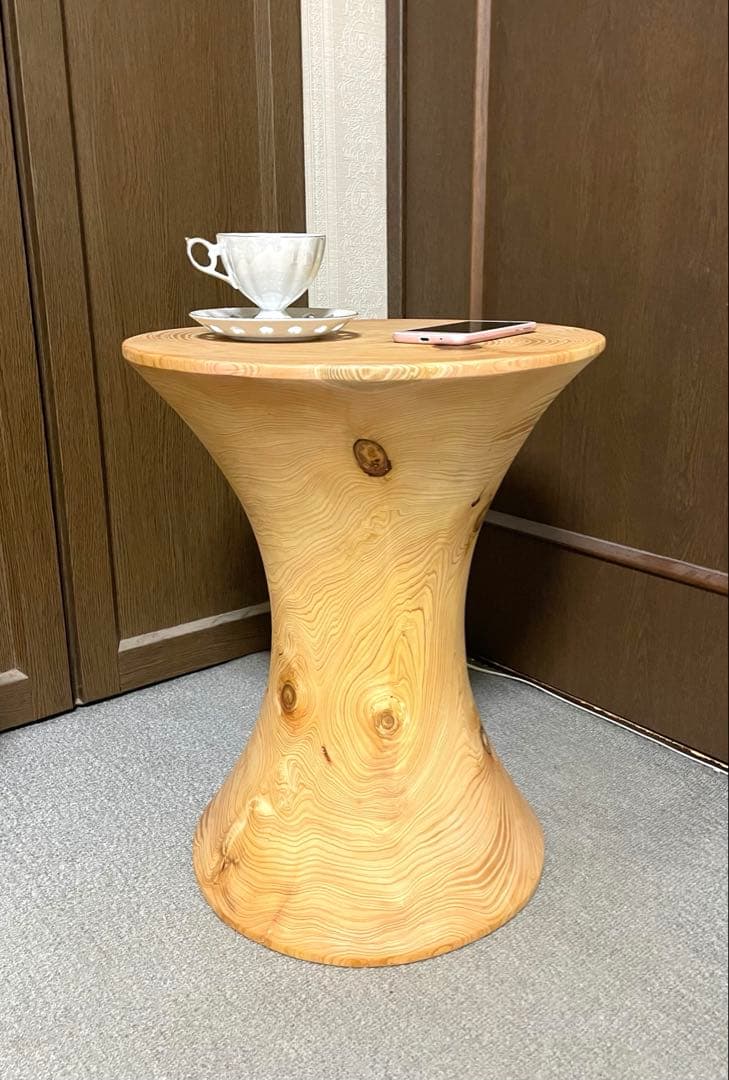 丸太　木製フレア型サイドテーブル