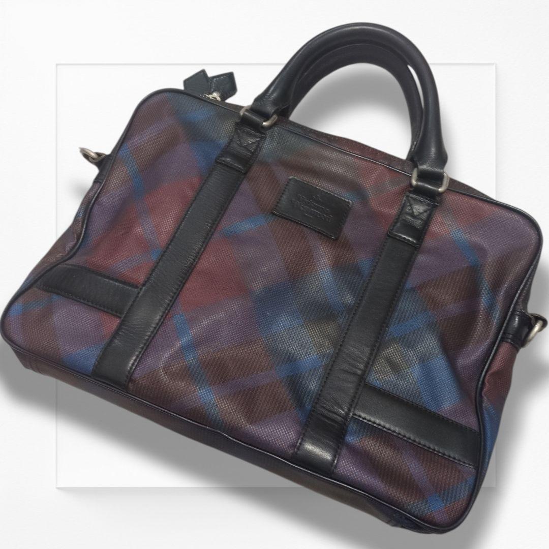 ヴィヴィアンウエストウッド ブリーフケース 2way チェック柄 PVC