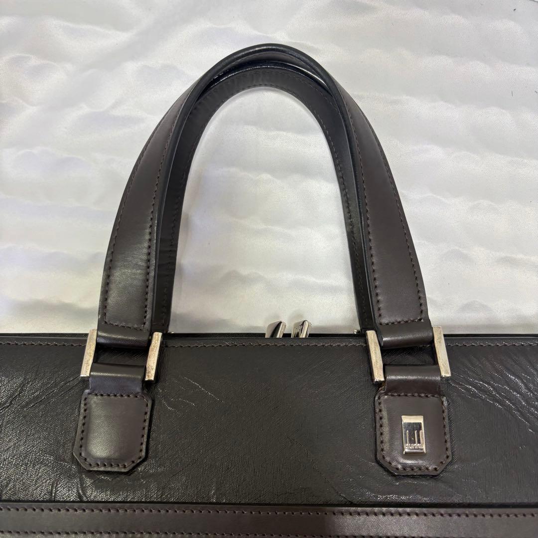 Dunhill ダンヒル ダークブラウン ビジネスバッグ　ショルダーベルト付き