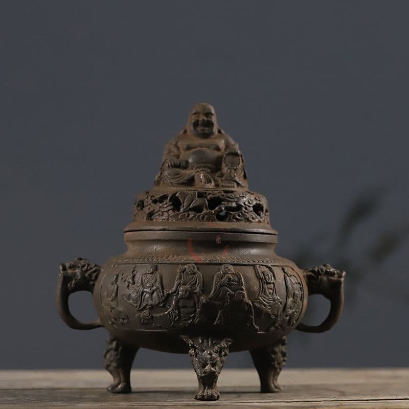 鉄器 十八羅漢香炉 祠に 奉ります 鉄香炉 工芸品美術品 置物