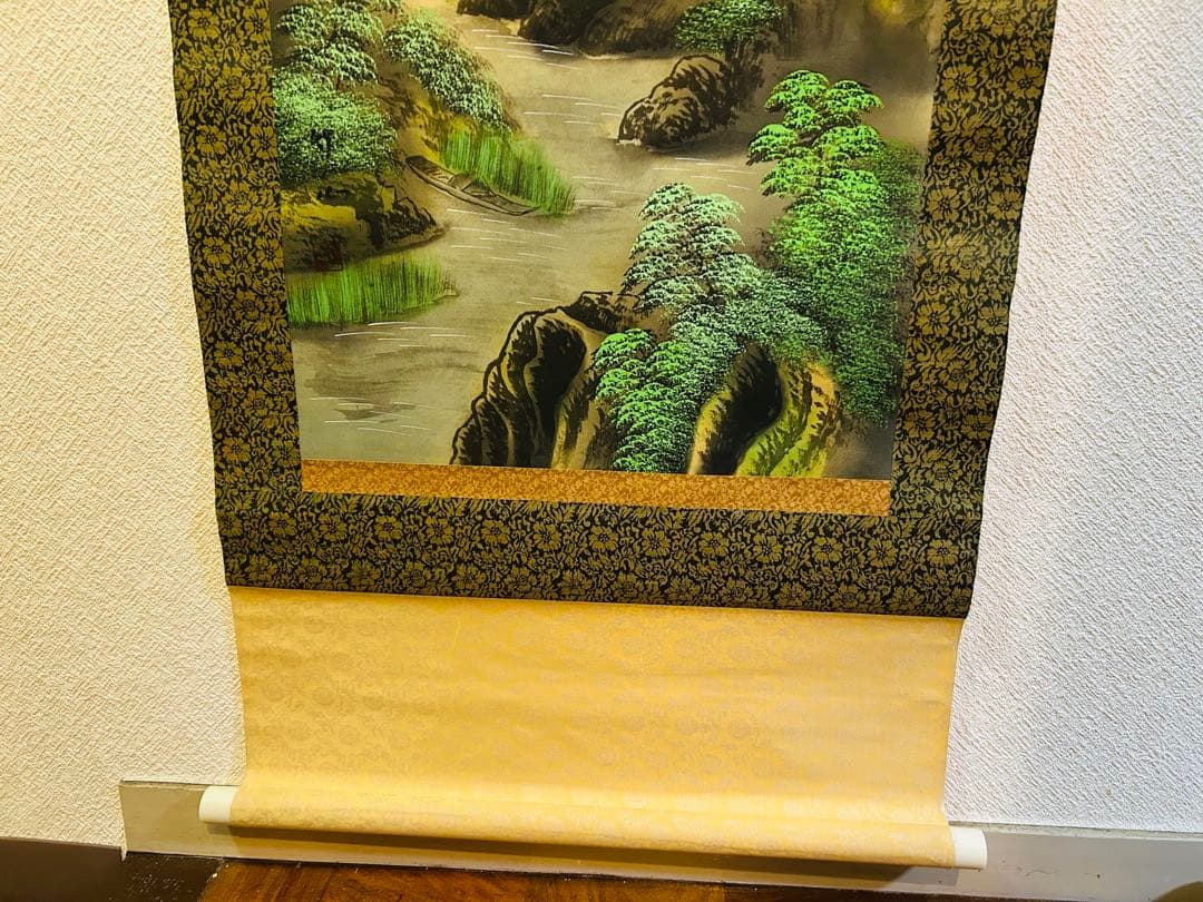 水墨画 山水画 竹ノ風景画 掛け軸 壁掛け飾り