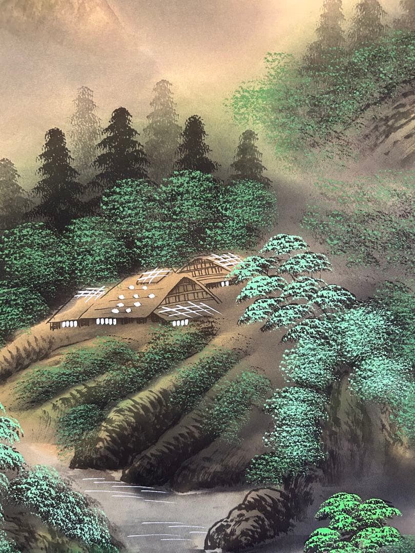 水墨画 山水画 竹ノ風景画 掛け軸 壁掛け飾り