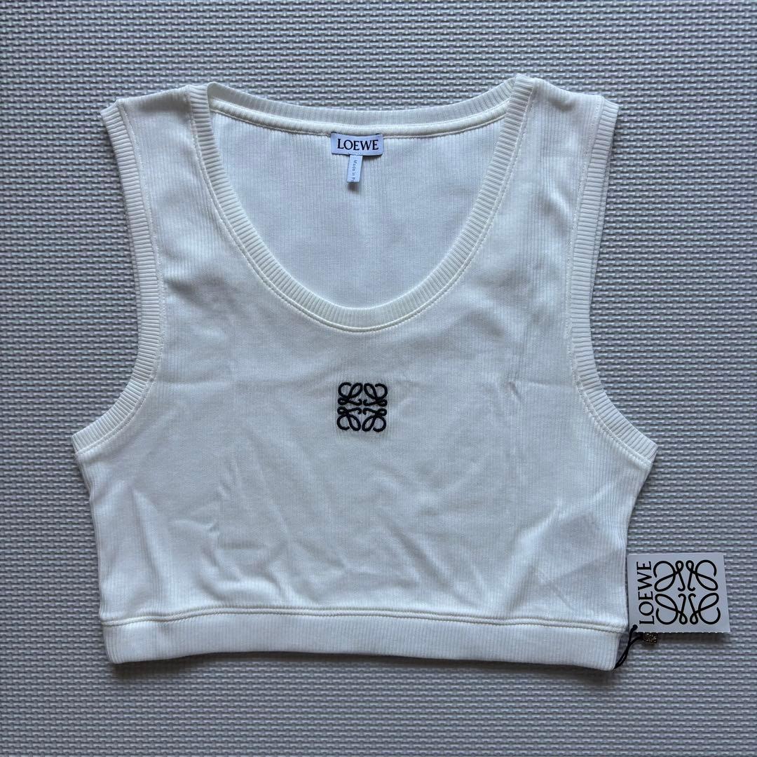 【正規品】LOEWE ロエベ リブ編みタンクトップ S ホワイト　新品未使用