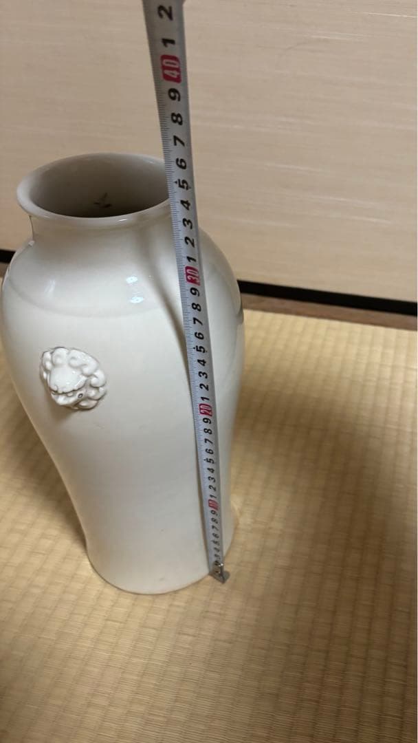 清時代　中国古美術　骨董品　唐物 白磁獅耳花瓶 壺 徳化窯