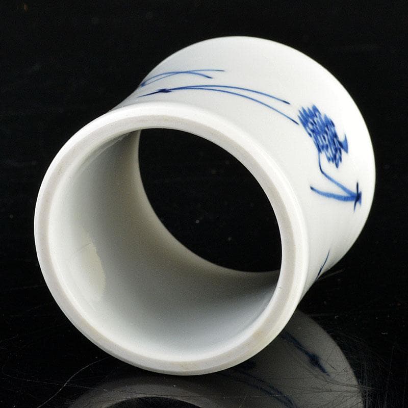 茶道具　真葛焼　宮川香斎作　染付　松葉文　蓋置　共箱　V　4582