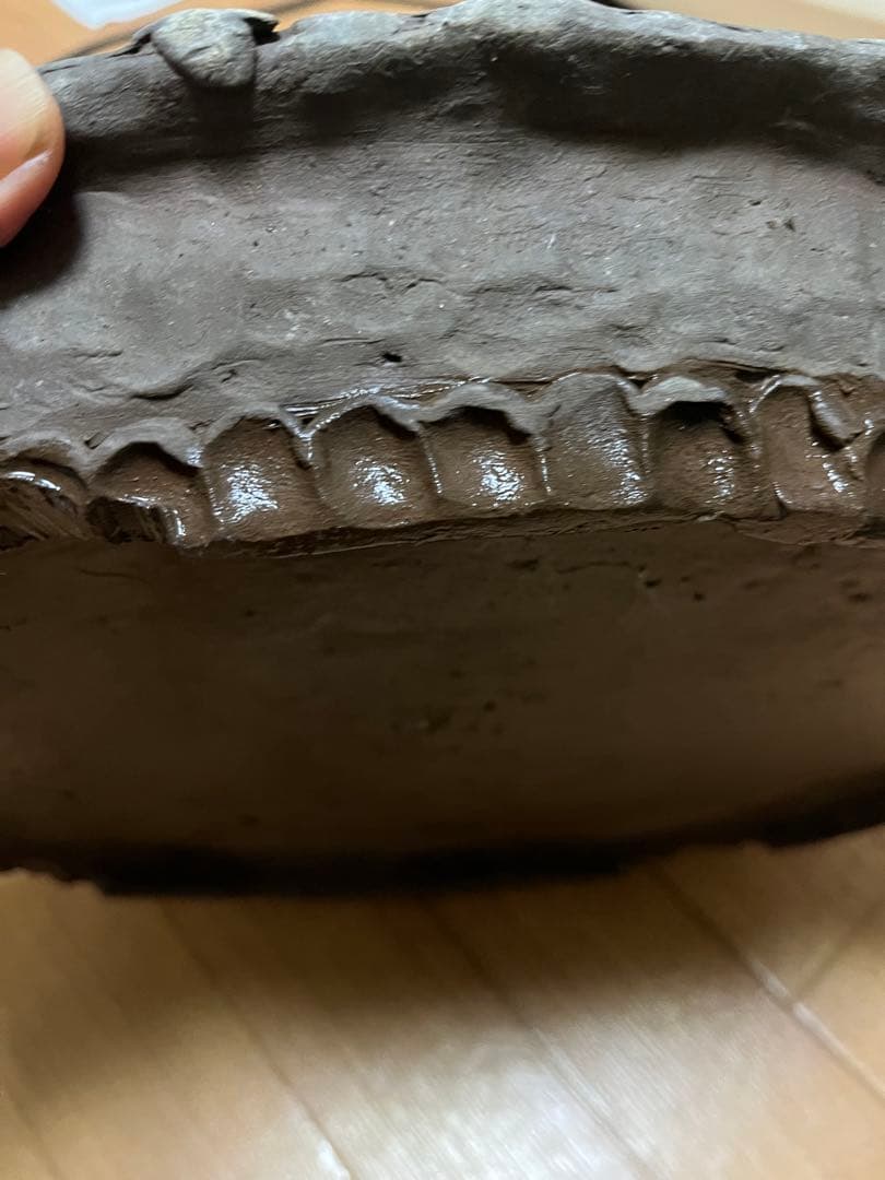 盆栽鉢　水盤　手捻り盆栽　陶一作　一点物鉢　水石　石付き盆栽　3.1kg 山野草