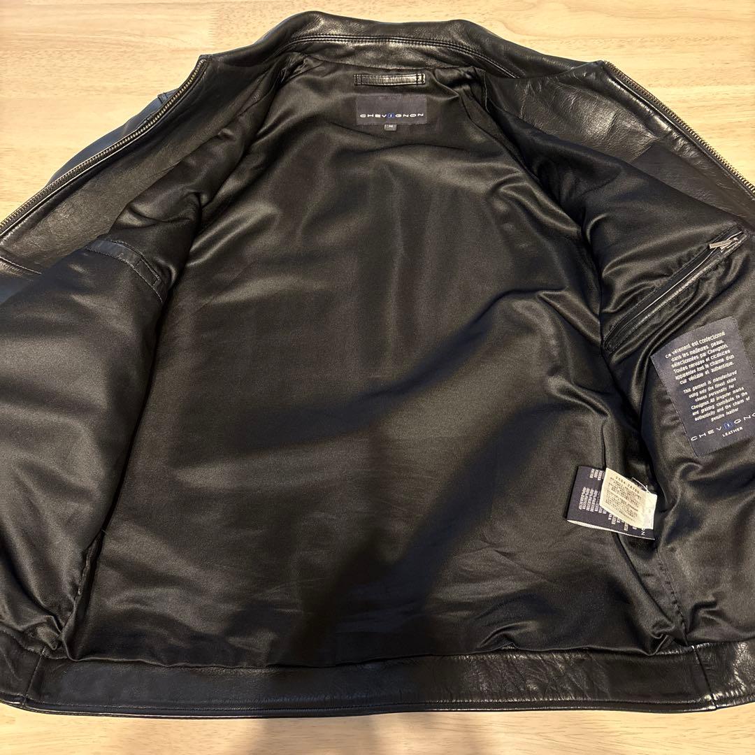 CHEVIGNON 黒 レザー シングルライダースジャケット M