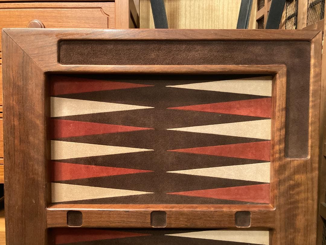 アンティーク☆バッグギャモン／テーブルトップボード／マホガニー無垢・ヌバック