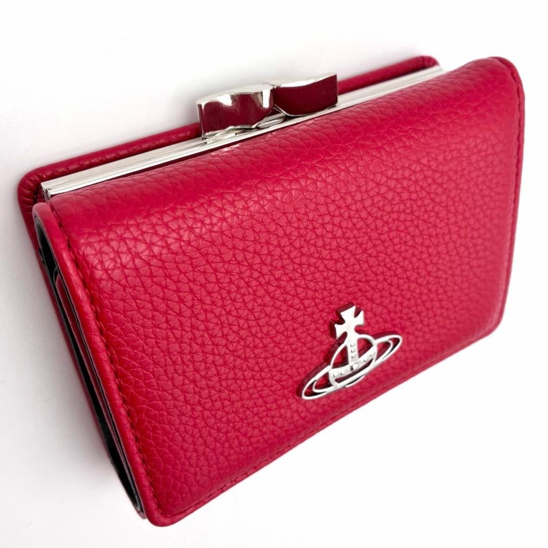 希少 新品 ヴィヴィアンウエストウッド 三つ折り財布 がま口 赤 メタルオーブ