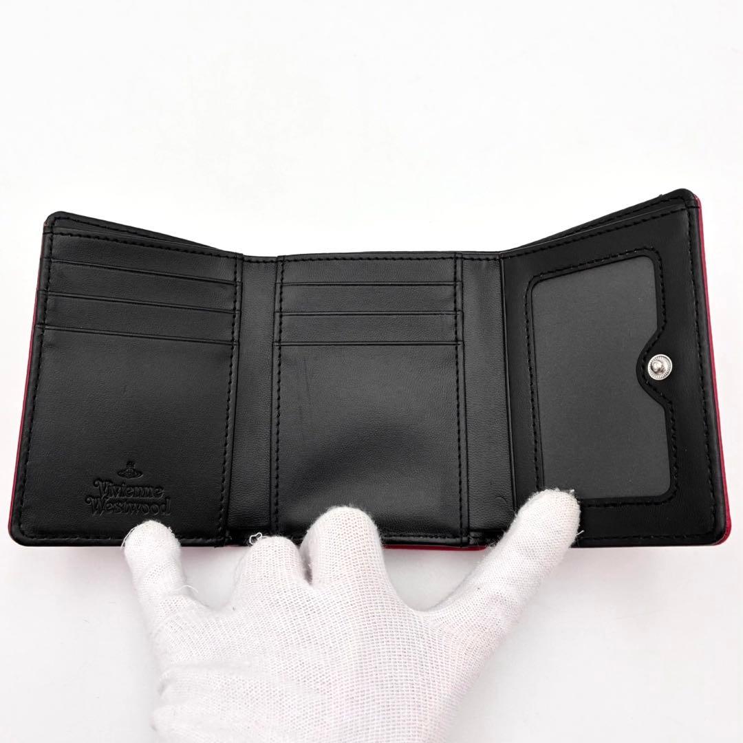 希少 新品 ヴィヴィアンウエストウッド 三つ折り財布 がま口 赤 メタルオーブ