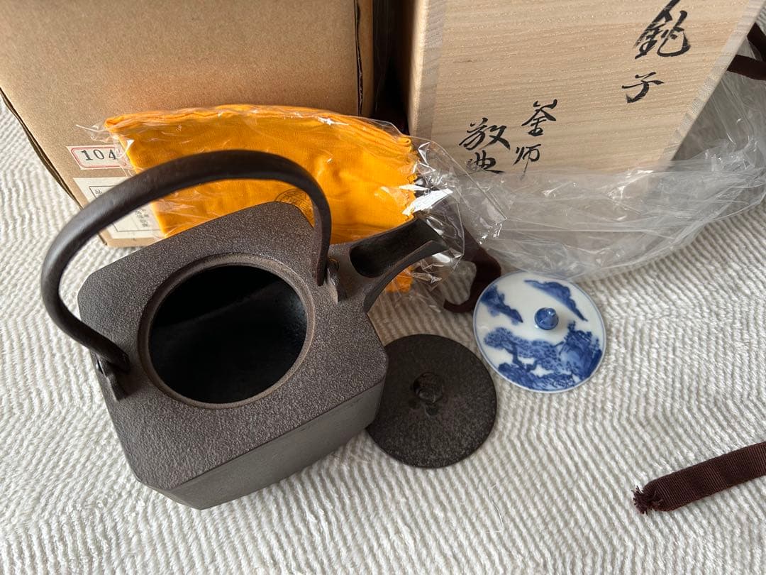 茶道具　高橋敬典作　四方銚子　染付替蓋付