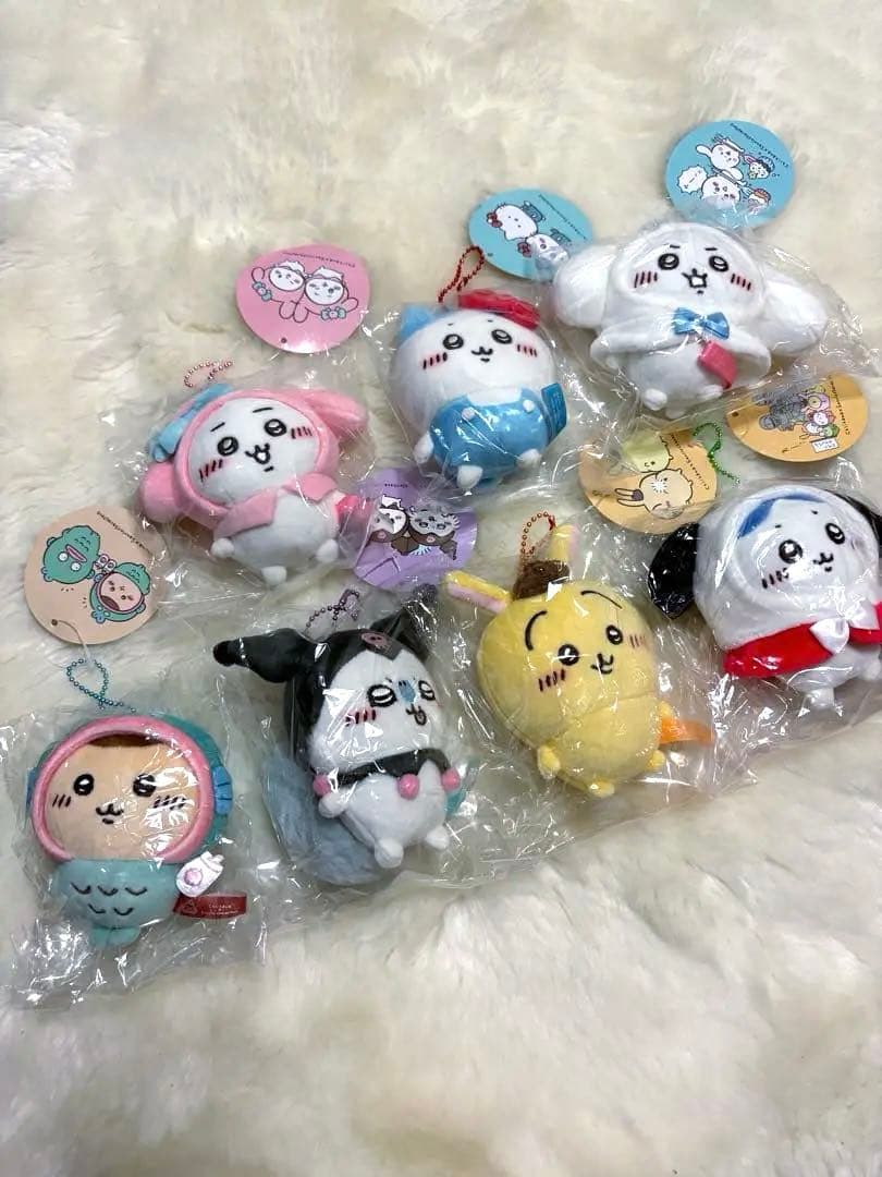 【新品未使用タグ付】ちいかわ×サンリオキャラクターズ ぷちミニマスコット7種
