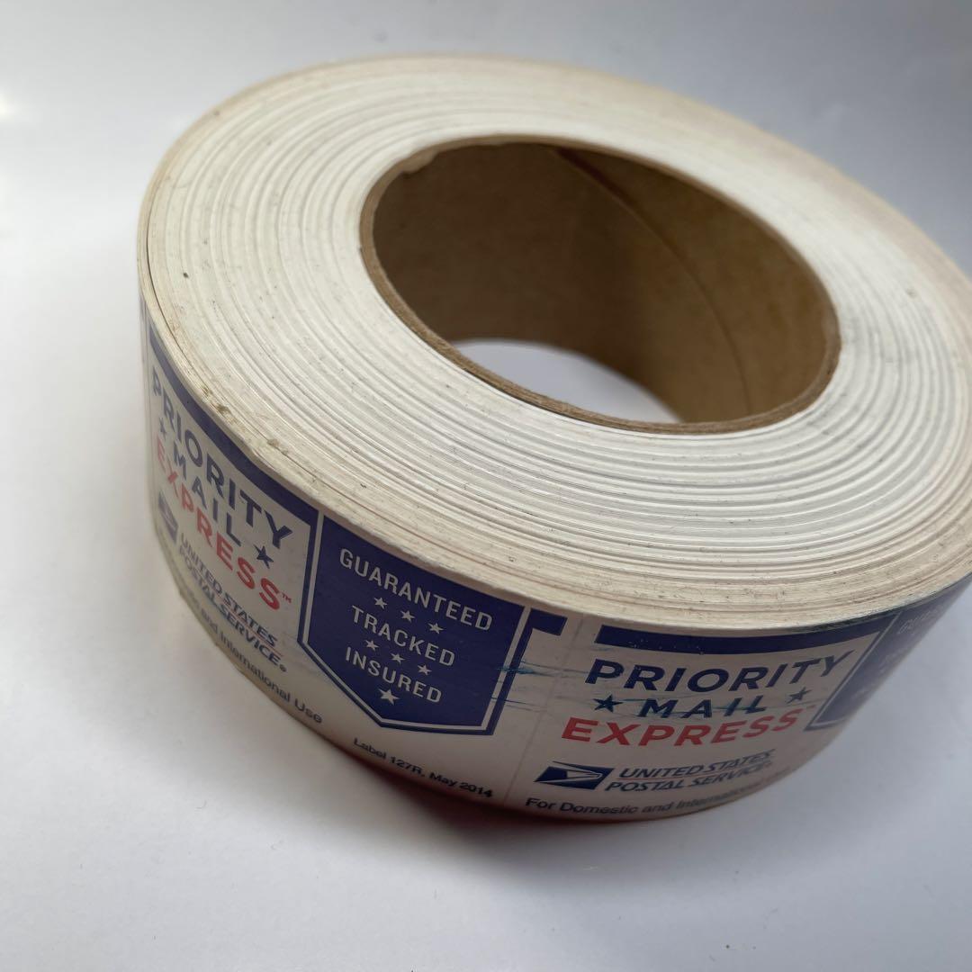 海外郵政ステッカー青。ロール売り