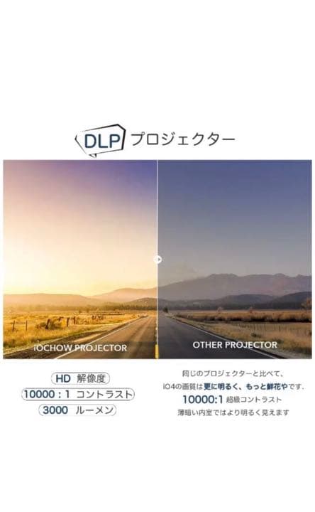 iOCHOW iO4 ミニ プロジェクター 小型 DLP 3000 ルーメン