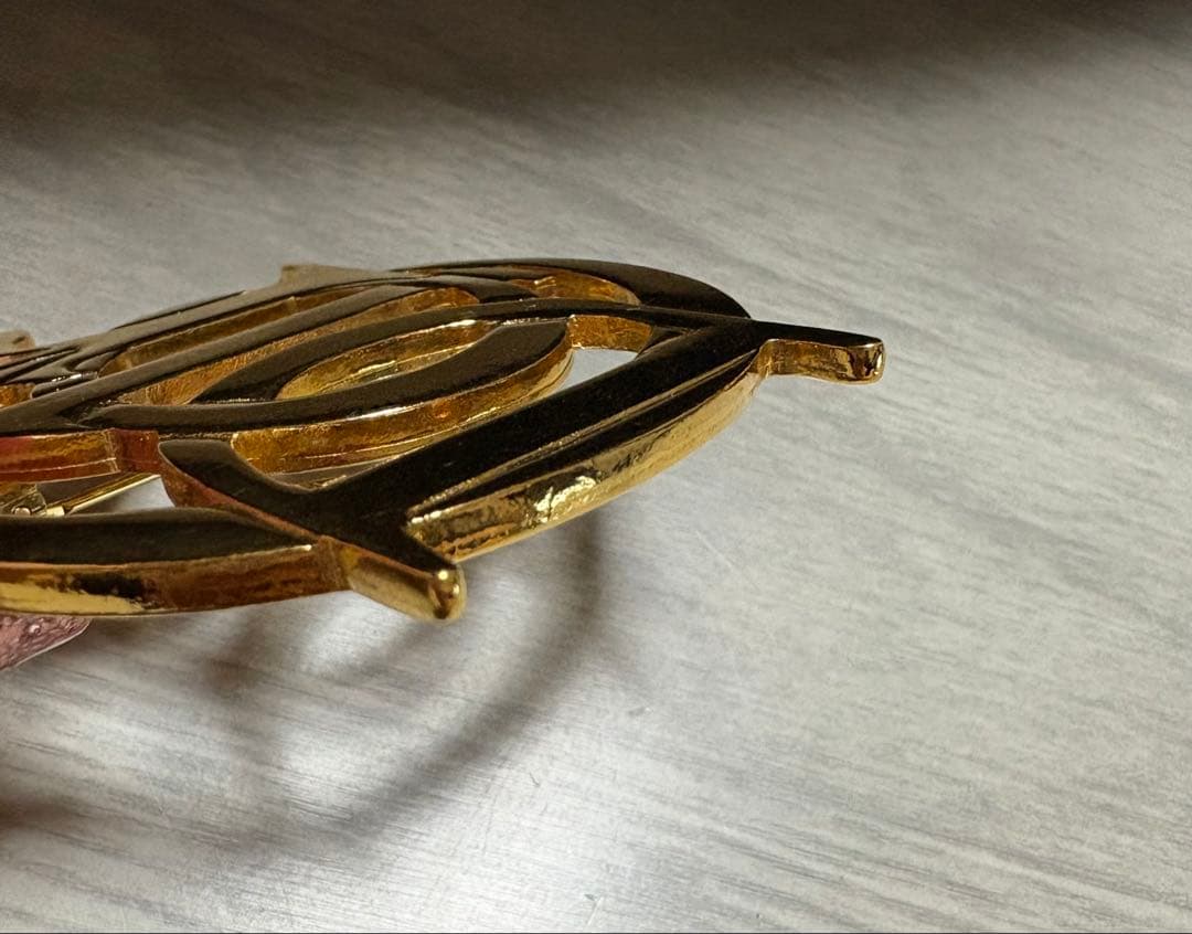 美品 Christian Dior ゴールドロゴブローチ エンブレム ディオール